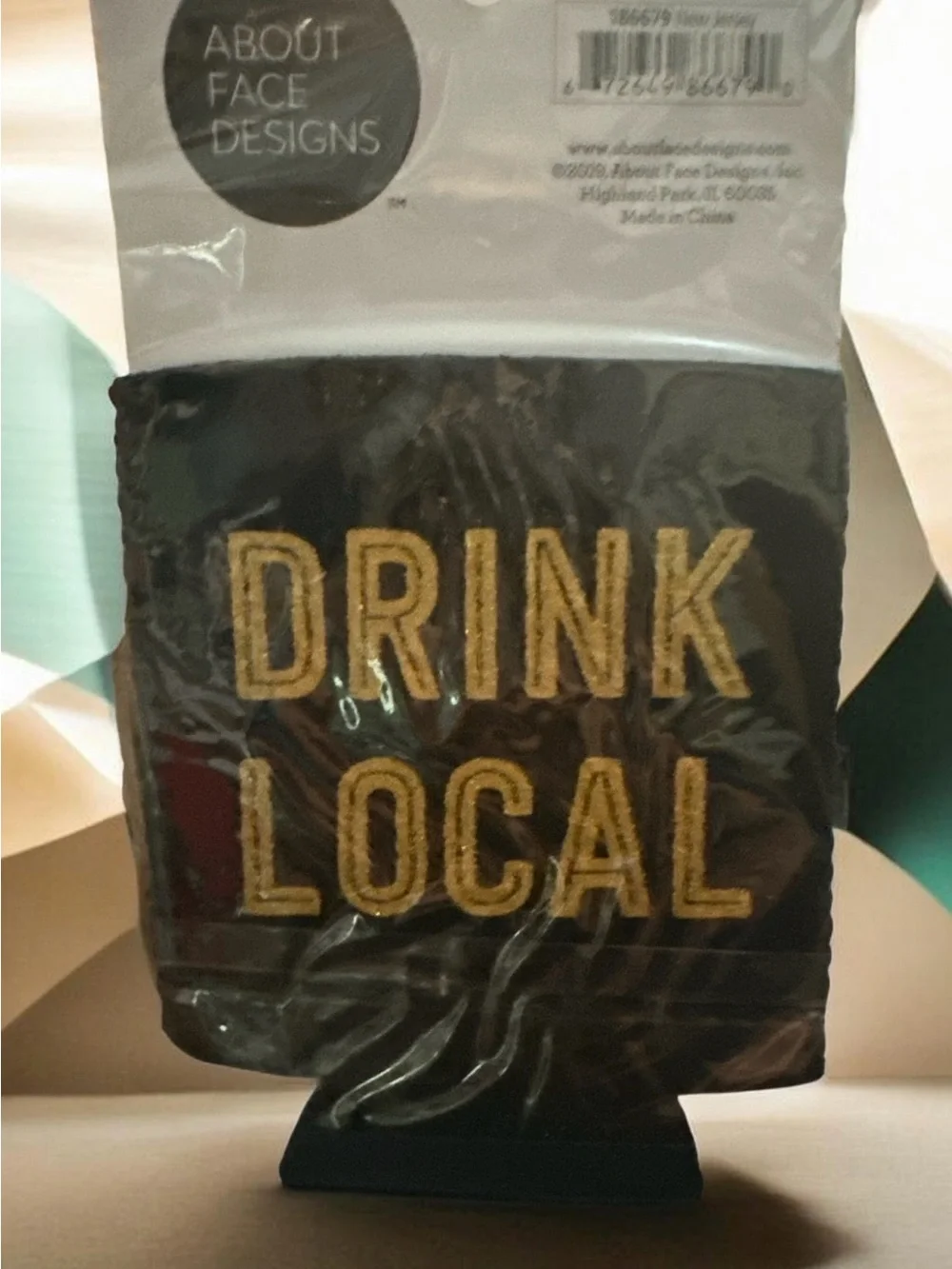State of Mine Black Drink Koozie with Gold NJ Heart 1840